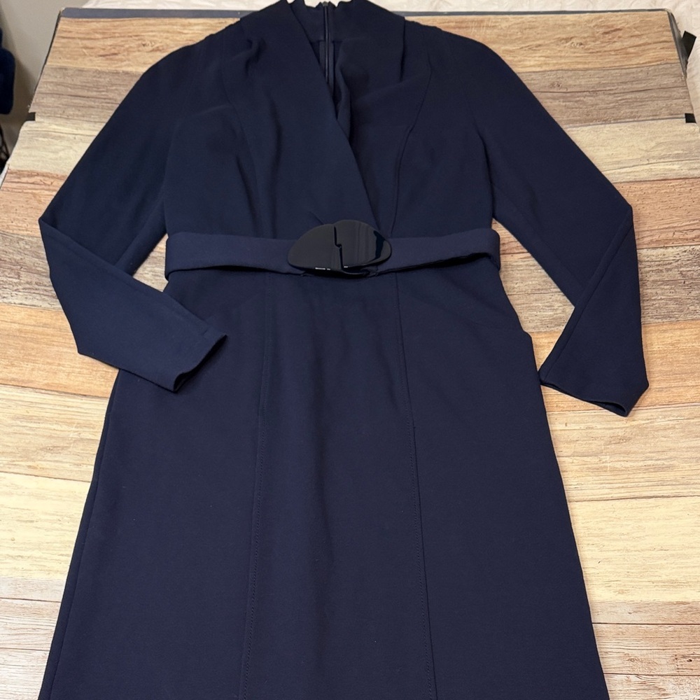 Armani Collezioni Navy Blue Long Sleeve Dress w/ Pockets 4 - Picture 4 of 9